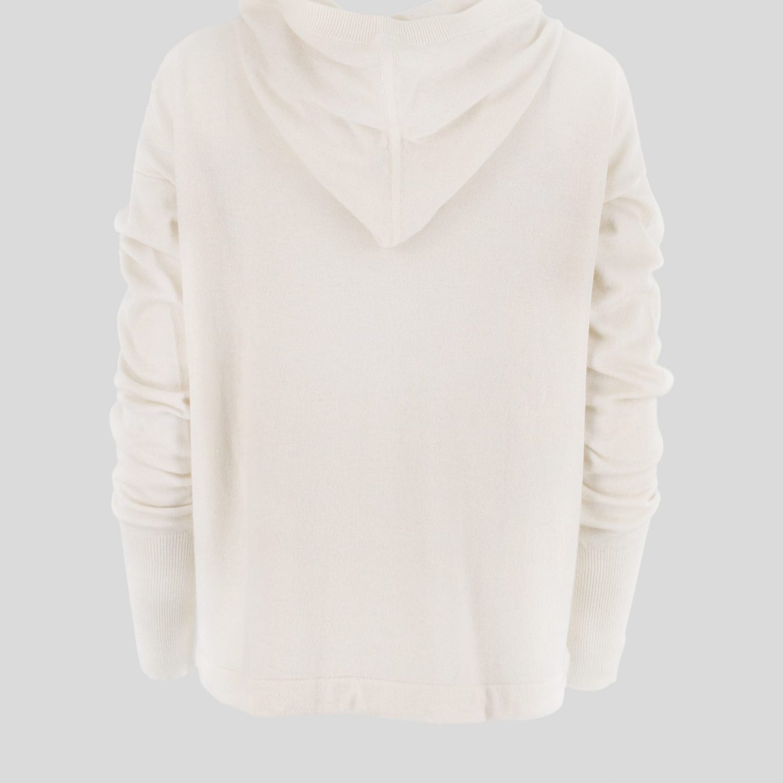 Fleur-cardigan-ivory-colour-back-view - Ochre Knitwear cardigan with hood in ivory colour back view