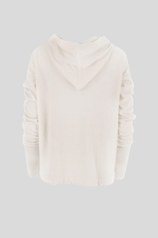 Fleur-cardigan-ivory-colour-back-view - Ochre Knitwear cardigan with hood in ivory colour back view