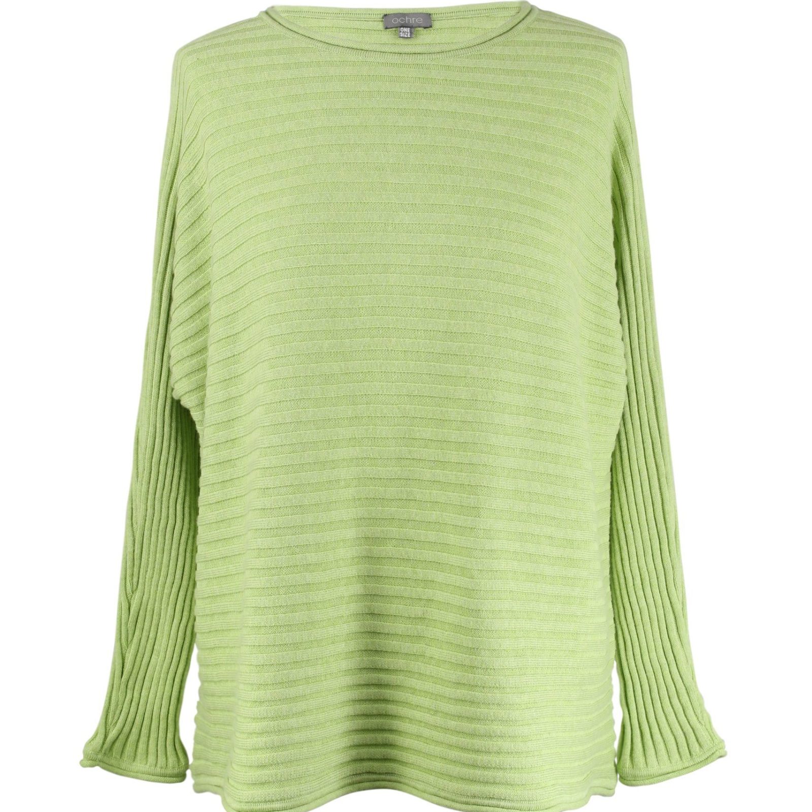 cotton jumper in lime colour front view