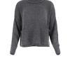 cashmere mix jumper with long sleeves and two pockets in graphite colour