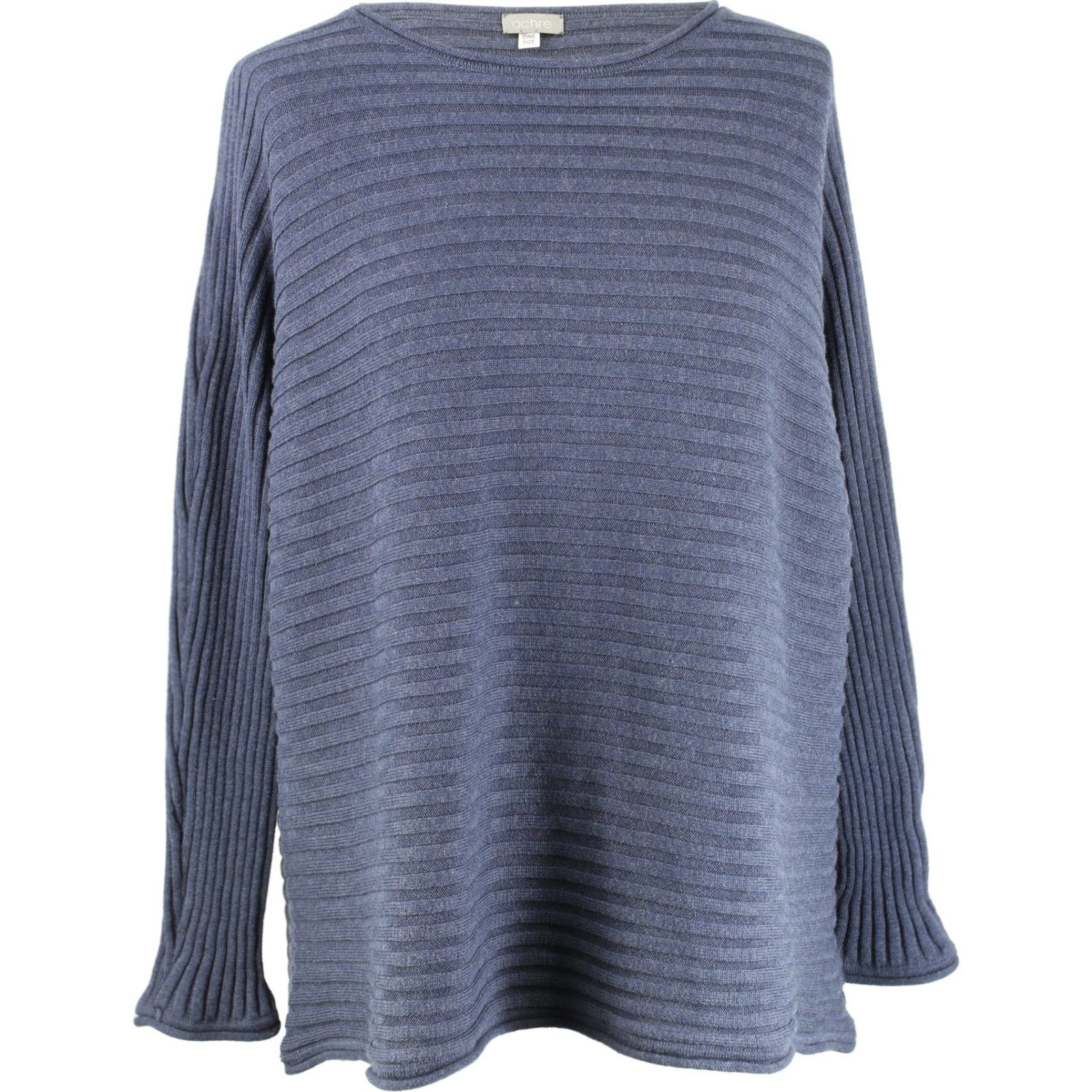 cotton jumper in navy marl colour front view