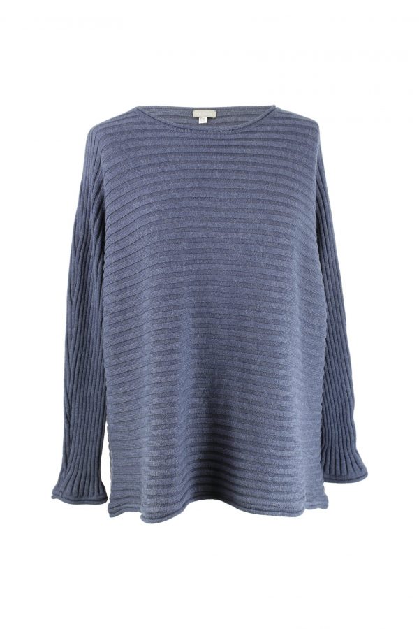 cotton jumper in navy marl colour front view