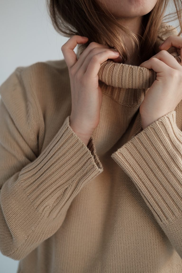 woman wearing cashmere sweater