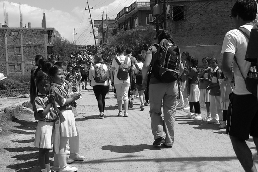 We arranged students from Leeds to teach young kids in Kathmandu