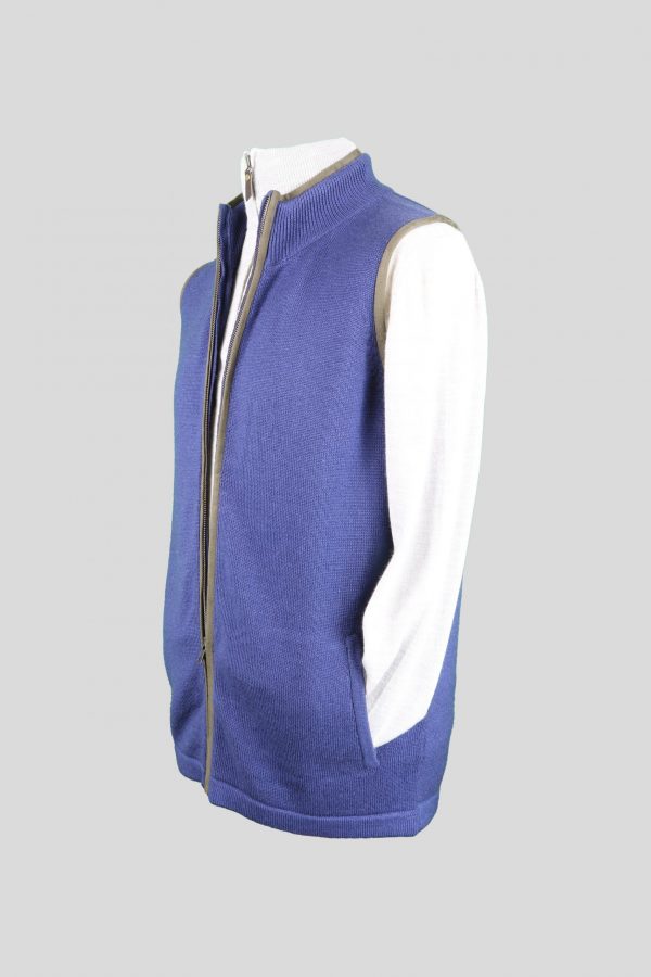 James-merino-ink-colour - Ochre Knitwear merino gilet in ink colour