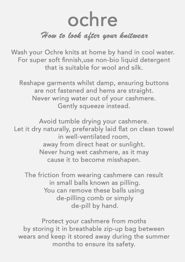cashmere cardigan care instruction