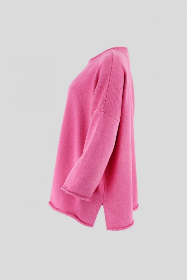 cotton jumper profile view in bubble gum, pink colour