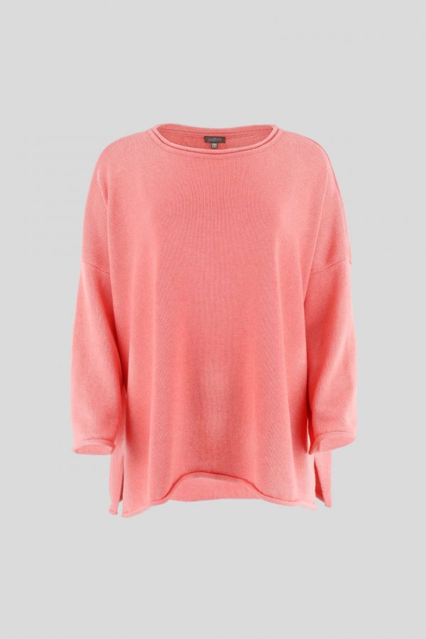 cotton jumper front view in flamingo colour