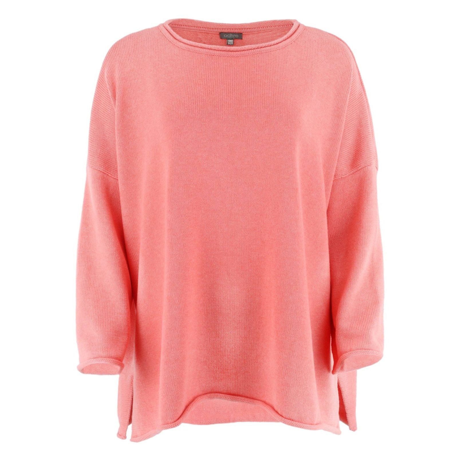cotton jumper front view in flamingo colour
