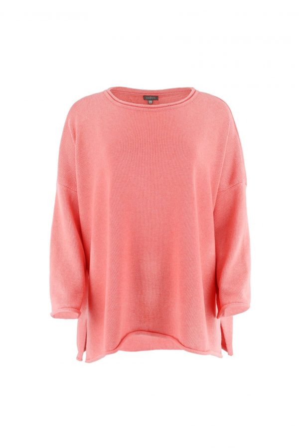 cotton jumper front view in flamingo colour