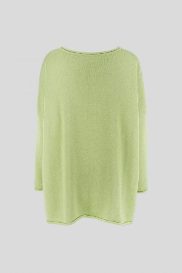 cotton jumper back view in lime colour