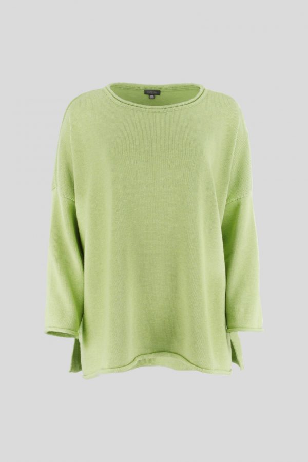 cotton jumper front view in lime colour