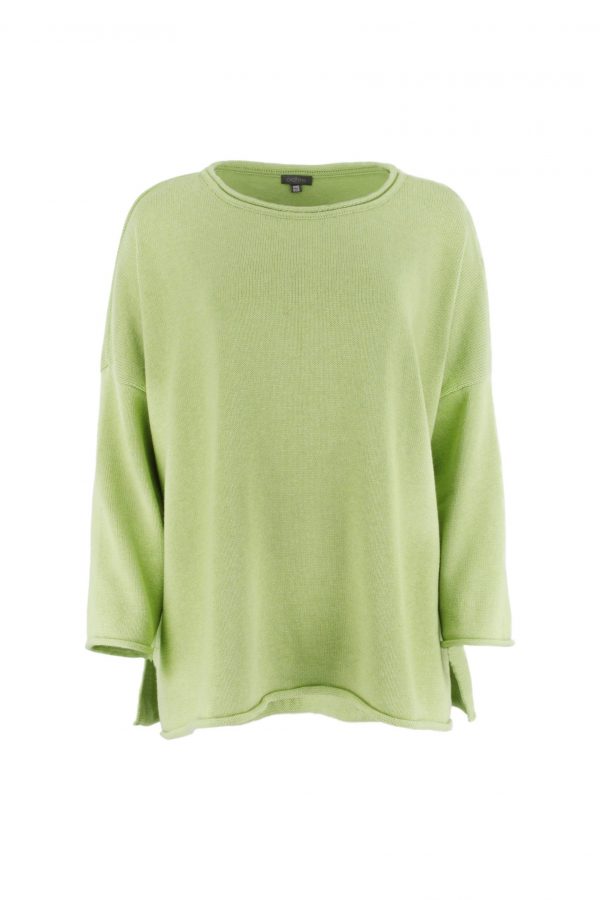cotton jumper front view in lime colour