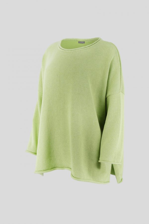 cotton jumper side view in lime colour
