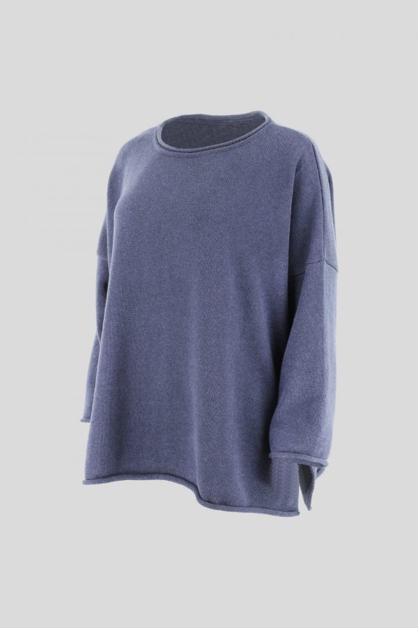 cotton jumper side view in navy colour