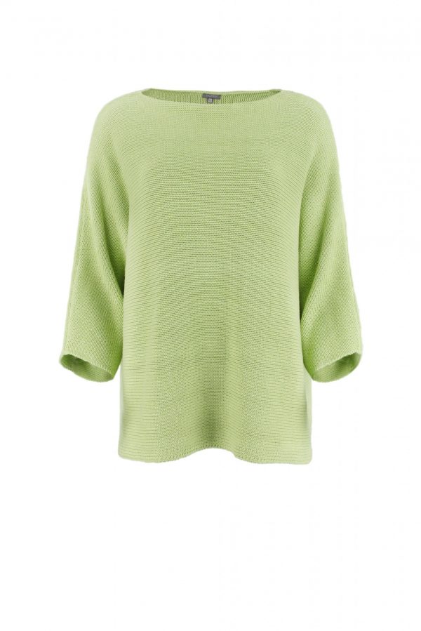 ivy-organic-cotton-jumper-lime-front - Ochre Knitwear organic cotton jumper in lime colour front view