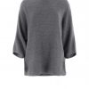 Ivy-organic-cotton-jumper-graphite-colour-front-view - Ochre Knitwear organic cotton jumper in graphite colour front view