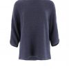 Ivy-organic-cotton-jumper-navy-colour-front-view - Ochre Knitwear organic cotton jumper in navy colour front view