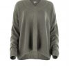 v neck sweater with long sleeves in fir green colour front view