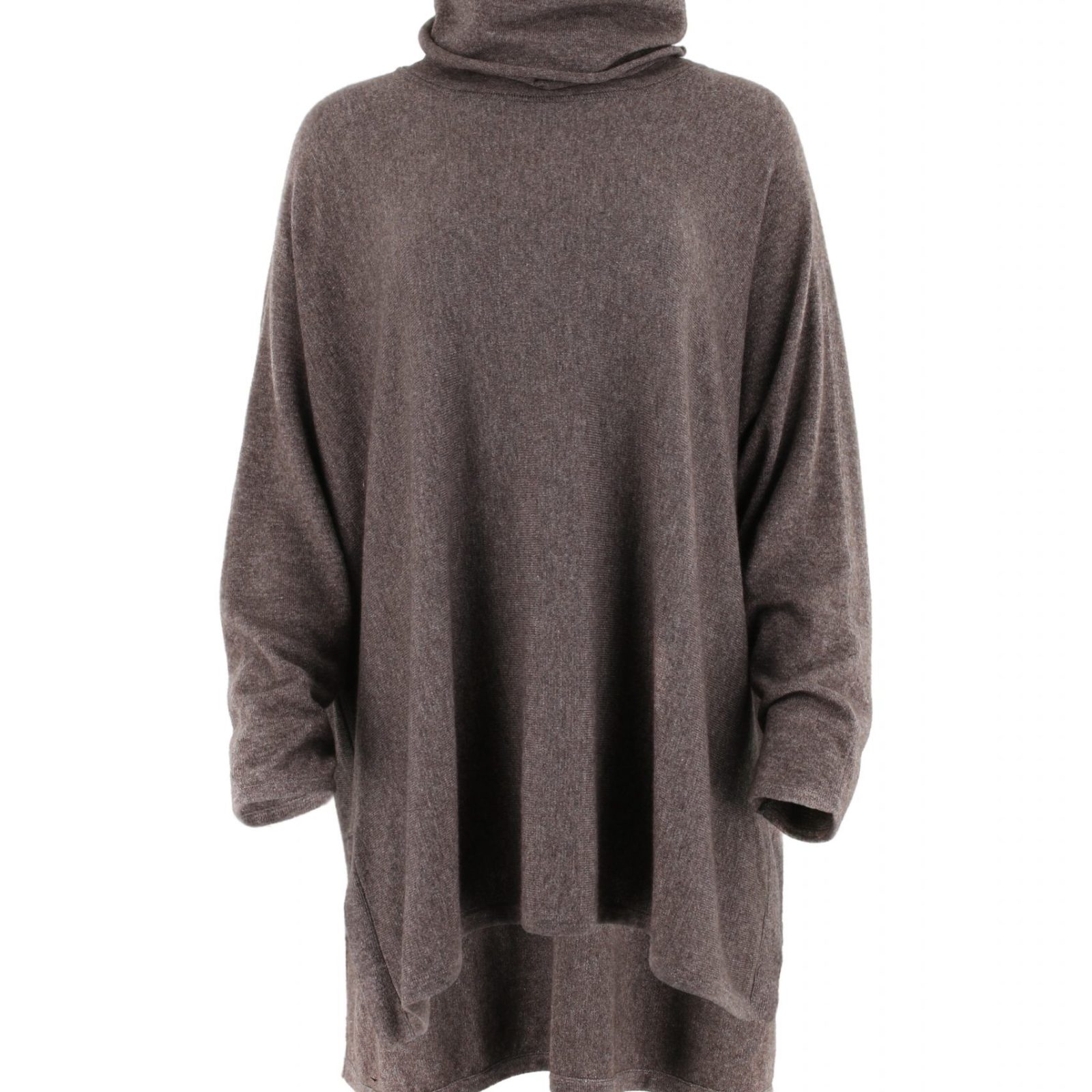 oversized jumper with turtle neck in otter colour front view