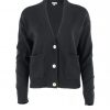 cotton cardigan with 3 buttons in black colour long sleeves and pockets front view