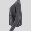 Gab-cotton-cardigan-graphite-colour-profile-view - Ochre Knitwear cotton cardigan with 3 buttons in Gab graphite colour long sleeves and pockets profile view