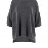 jumper with short sleeves in charcoal colour front view