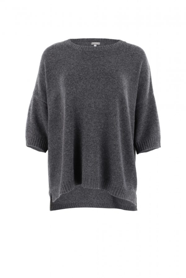 jumper with short sleeves in charcoal colour front view