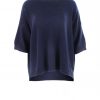 jumper with short sleeves in navy colour front view