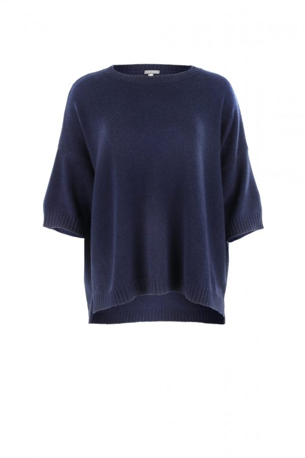 jumper with short sleeves in navy colour front view