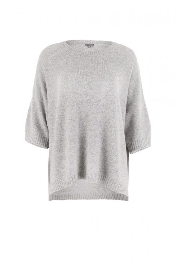 jumper with short sleeves in grey colour front view