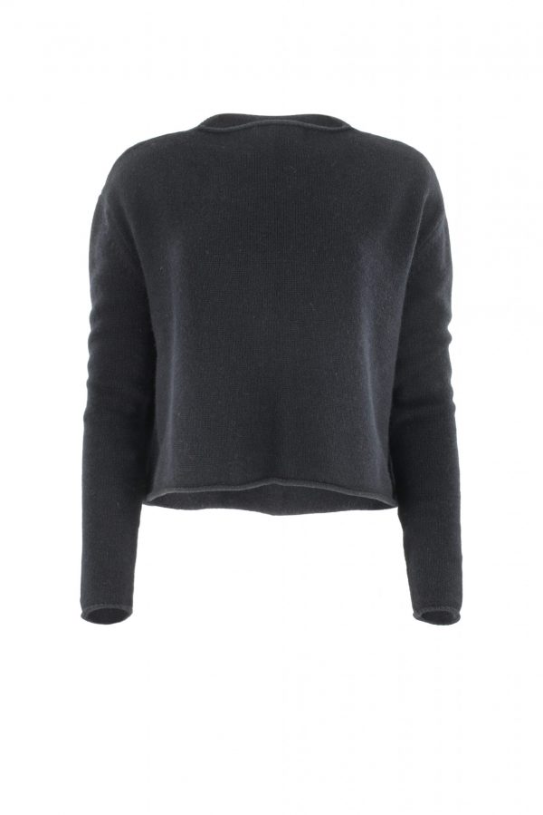 jumper short cut long sleeves in black colour front view
