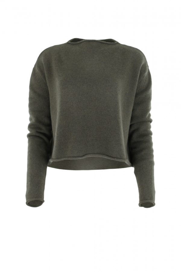 jumper short cut long sleeves in green colour front view