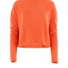 jumper short cut long sleeves in flame colour front view