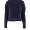 jumper short cut long sleeves in navy colour front view