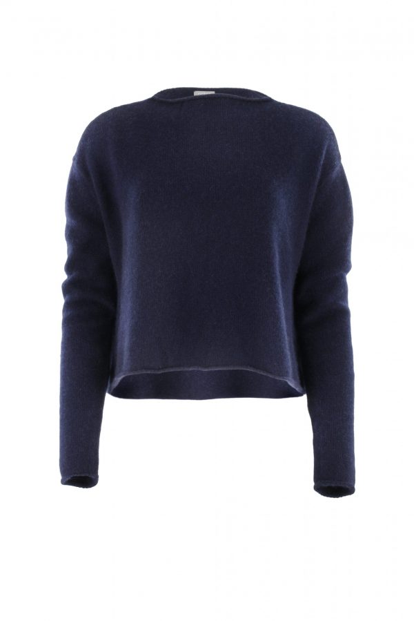 jumper short cut long sleeves in navy colour front view