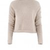 jumper short cut long sleeves in oatmeal colour front view