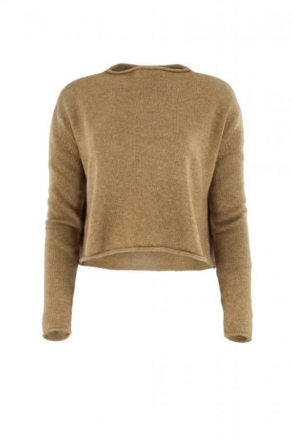 jumper short cut long sleeves in olive colour front view