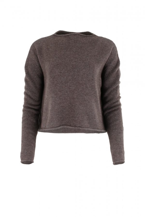 jumper short cut long sleeves in otter colour front view