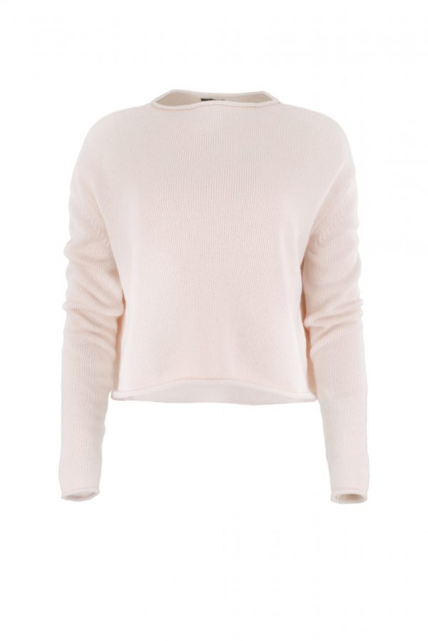 jumper short cut long sleeves in soft pink colour front view
