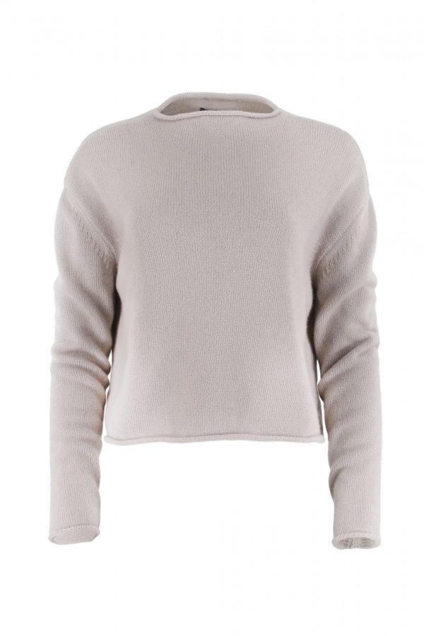 jumper short cut long sleeves in mushroom colour front view