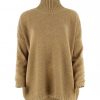 oversized jumper with high neck long sleeves in olive colour front view