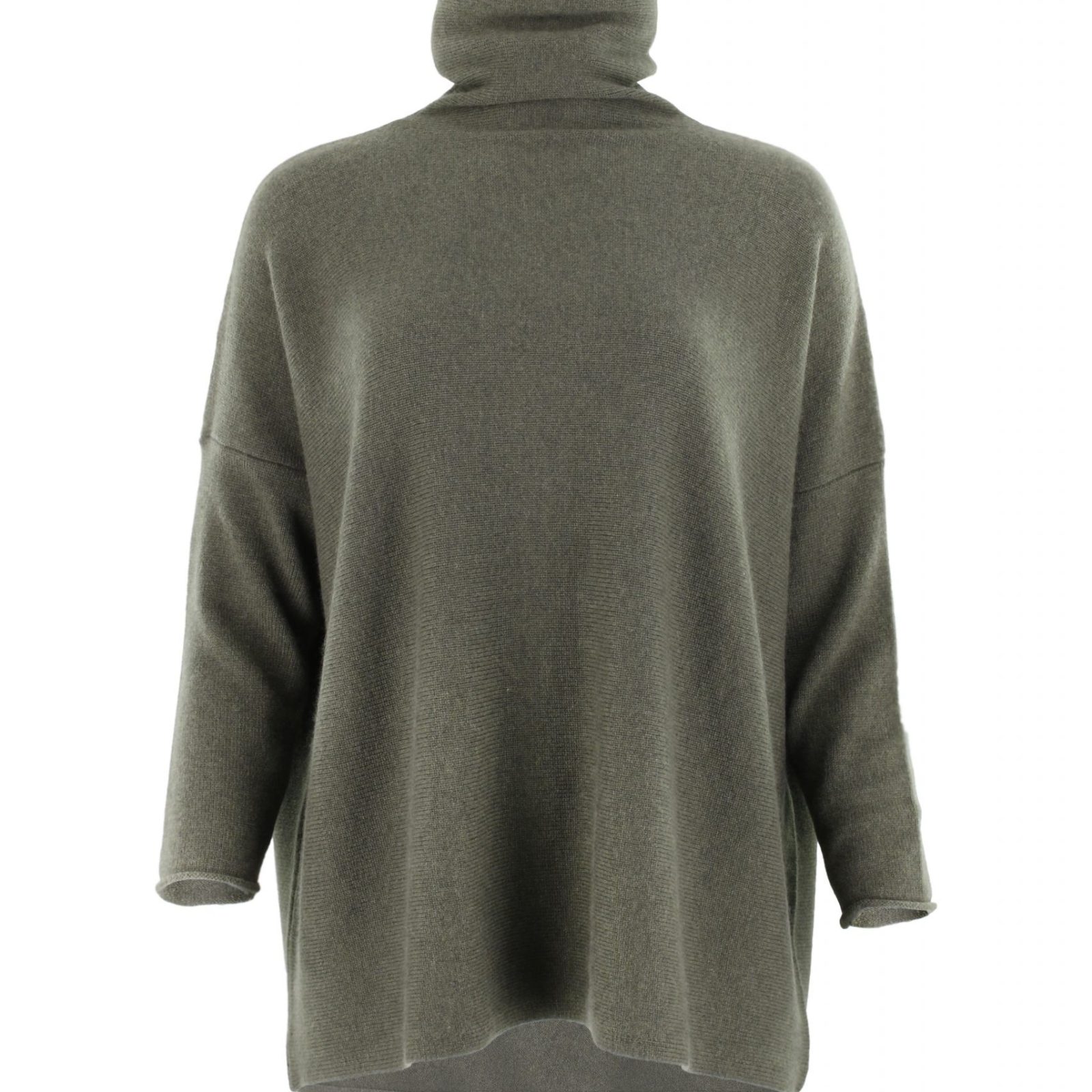 sweater with long sleeves and polo collar in fir green colour front view