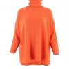 sweater with long sleeves and polo collar in flame orange colour front view
