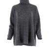 sweater with long sleeves and polo collar in graphite colour front view