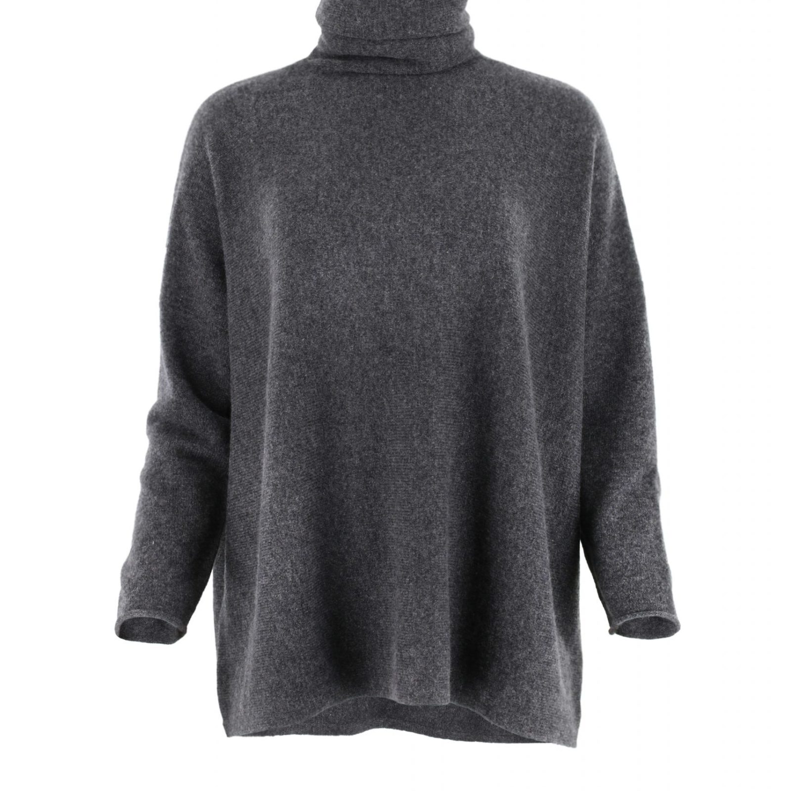 sweater with long sleeves and polo collar in graphite colour front view