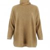 sweater with long sleeves and polo collar in olive colour front view