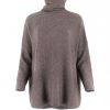 sweater with long sleeves and polo collar in otter colour front view