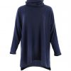 oversized jumper with turtle neck in navy colour front view