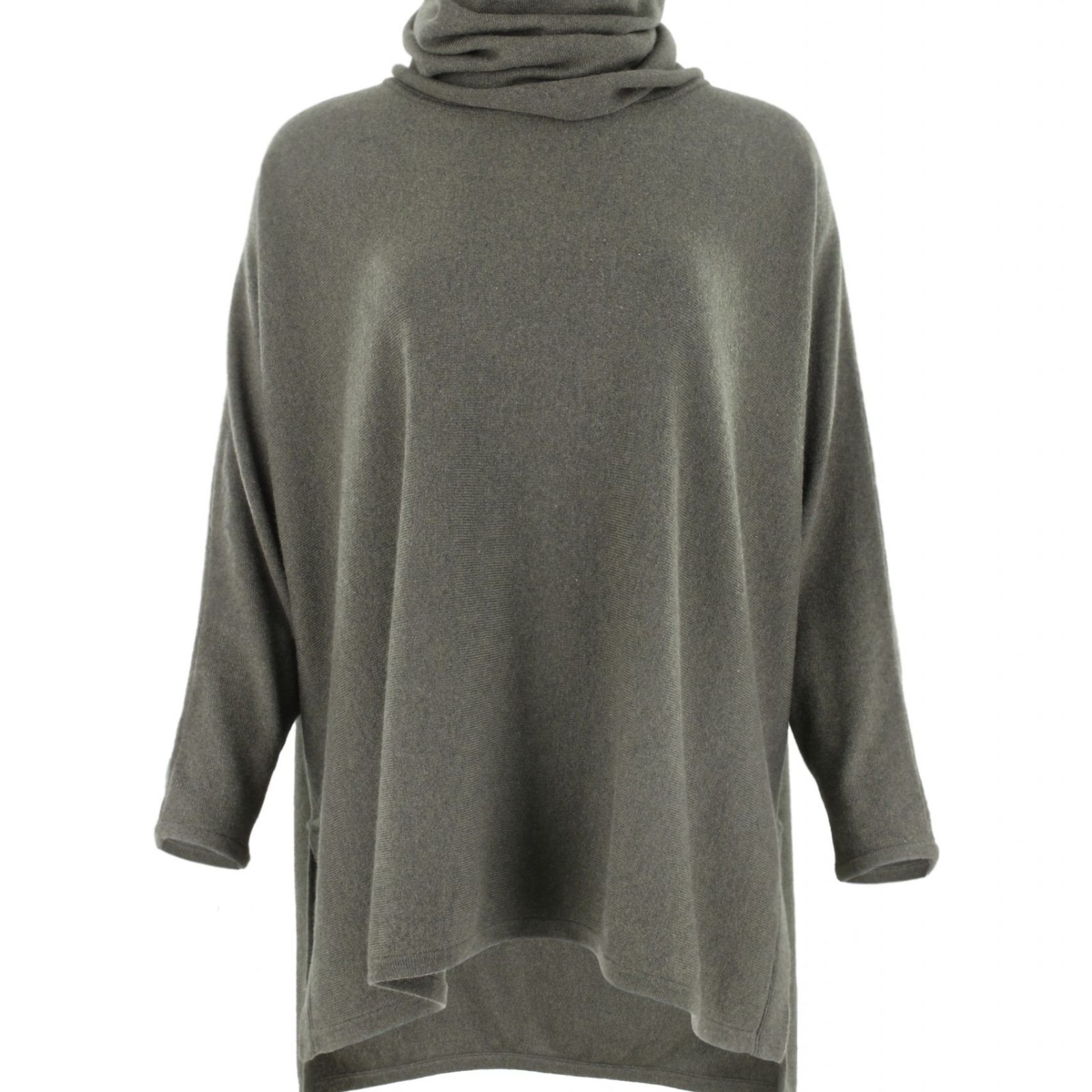 oversized jumper with turtle neck in green colour front view